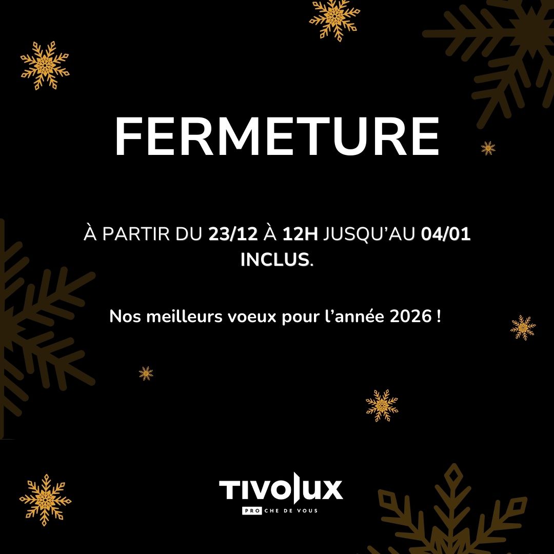 Pop-up Tivolux, fabricant de châssis congés fin d'année 2026